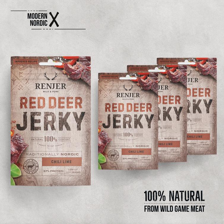 RED DEER JERKY -CHILI LIME -saksanhirven kuivaliha Renjer 25g
