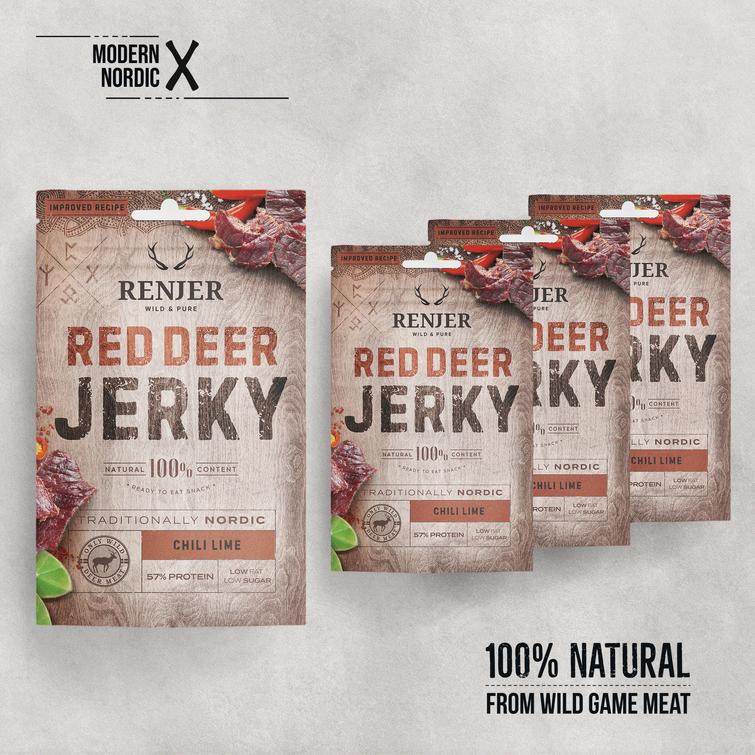 RED DEER JERKY -CHILI LIME -saksanhirven kuivaliha Renjer 25g