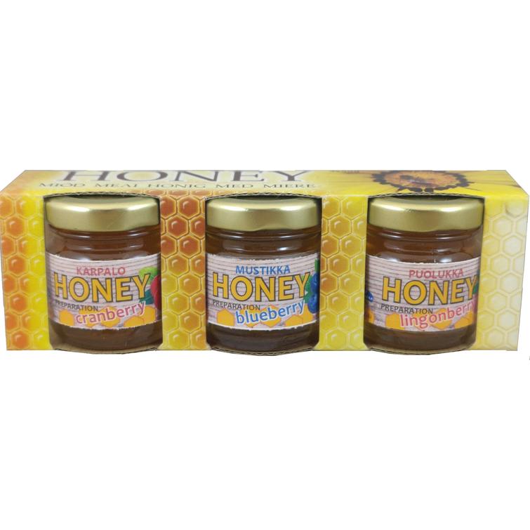 3x50g makuhunajavalmiste. Marja: Puolukka, Mustikka, Karpalo