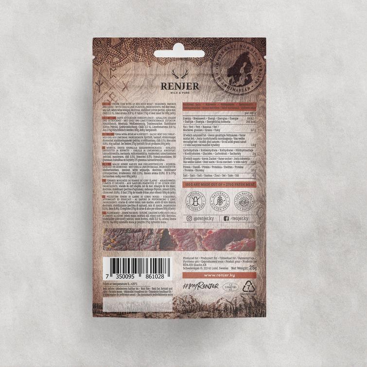 RED DEER JERKY -CHILI LIME -saksanhirven kuivaliha Renjer 25g