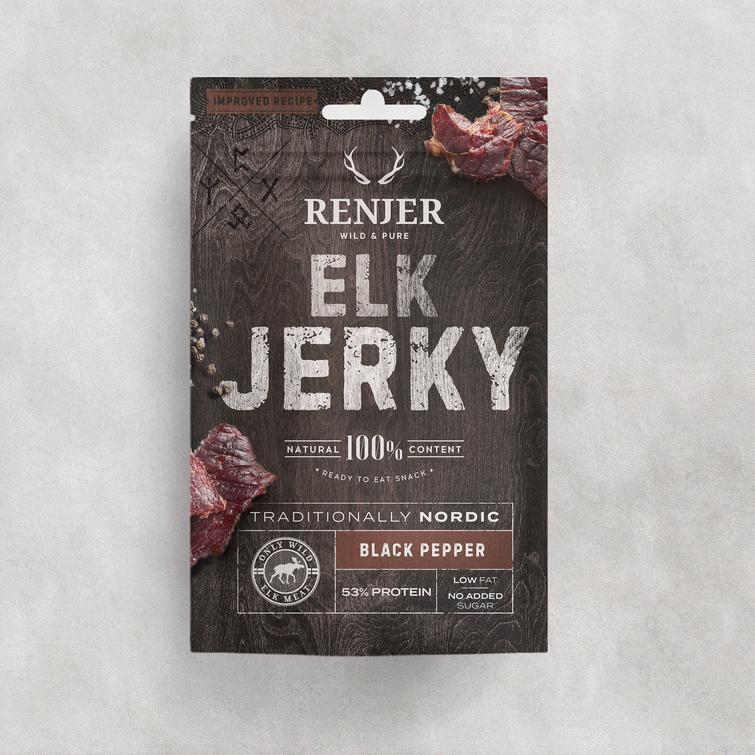 NORDIC ELK JERKY -BLACK PEPPER -Hirven kuivaliha -MUSTAPIPPURI 25g