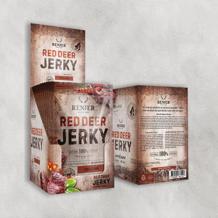 RED DEER JERKY -CHILI LIME -saksanhirven kuivaliha Renjer 25g